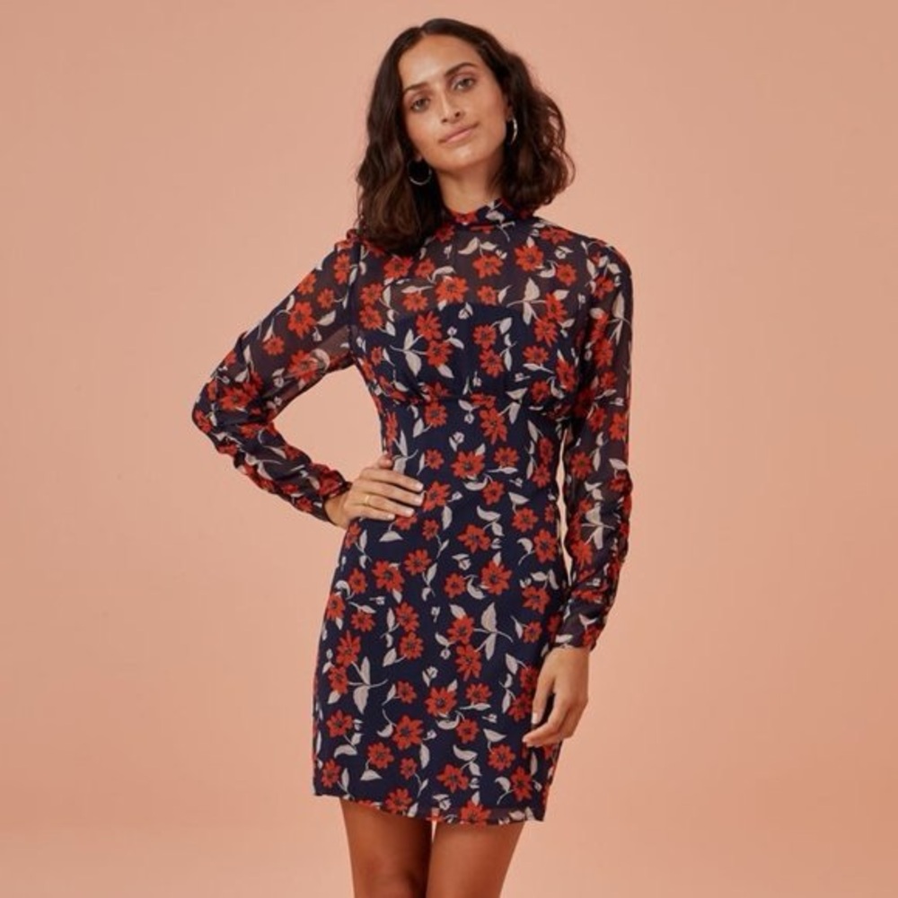 Finders Keepers Maya Mini Dress - Navy red Floral